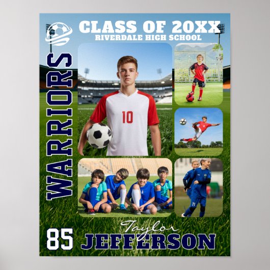 Hoge school voetbalteam sport foto collage poster (Voorkant)