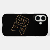 Hoge School Zwart Goud Varsity Monogram Initiaal Case-Mate iPhone Case (Achterkant (horizontaal))
