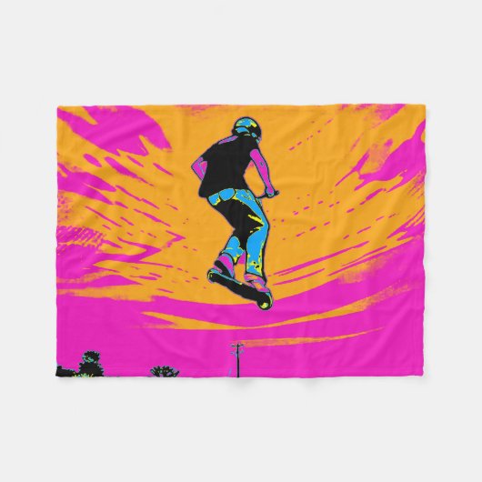 Hoge scooterrijder - stunt scooter fleece deken (Voorkant (Horizontaal))