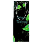 Hoge skinny geschenktas in zwart en Blauwgroen Wijn Cadeautas (Achterkant)