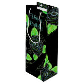 Hoge skinny geschenktas in zwart en Blauwgroen Wijn Cadeautas (Voorkant Gekanteld)