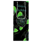 Hoge skinny geschenktas in zwart en Blauwgroen Wijn Cadeautas (Voorkant)