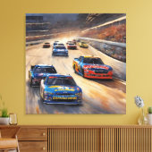 Hoge snelheid kleurrijke Twilight Racing Scene Canvas Afdruk (Insitu (Woonkamer))