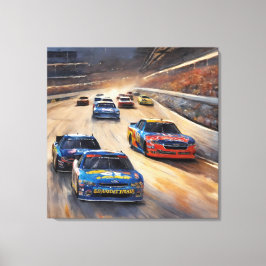 Hoge snelheid kleurrijke Twilight Racing Scene Canvas Afdruk
