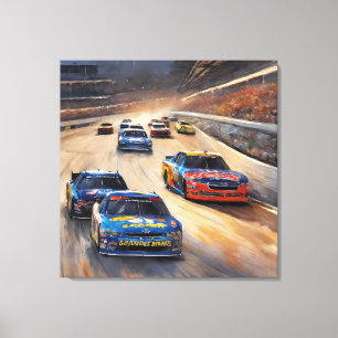 Hoge snelheid kleurrijke Twilight Racing Scene Canvas Afdruk