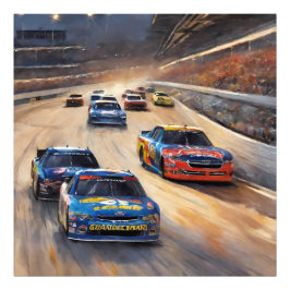 Hoge snelheid kleurrijke Twilight Racing Scene Foto Afdruk