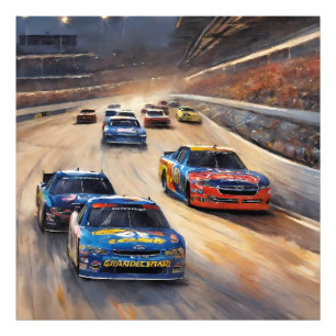 Hoge snelheid kleurrijke Twilight Racing Scene Foto Afdruk