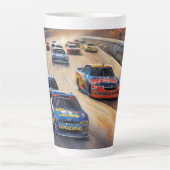 Hoge snelheid kleurrijke Twilight Racing Scene Latte Mok (Voorkant)