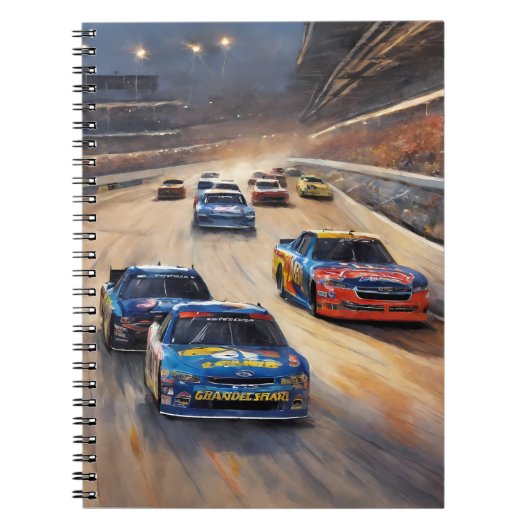 Hoge snelheid kleurrijke Twilight Racing Scene Notitieboek (Voorkant)