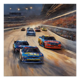 Hoge snelheid kleurrijke Twilight Racing Scene Perfect Poster