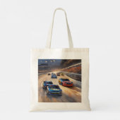 Hoge snelheid kleurrijke Twilight Racing Scene Tote Bag (Achterkant)