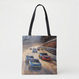 Hoge snelheid kleurrijke Twilight Racing Scene Tote Bag