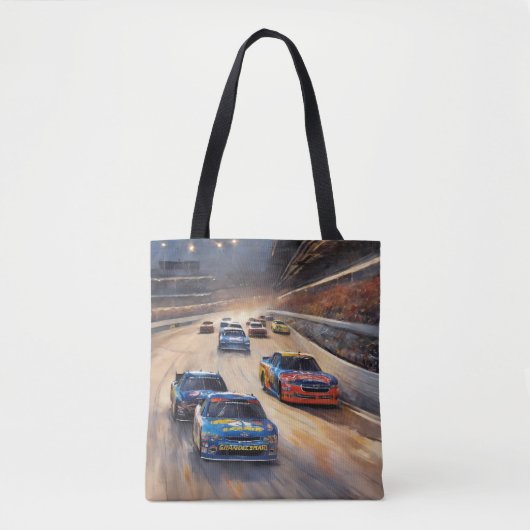 Hoge snelheid kleurrijke Twilight Racing Scene Tote Bag (Voorkant)