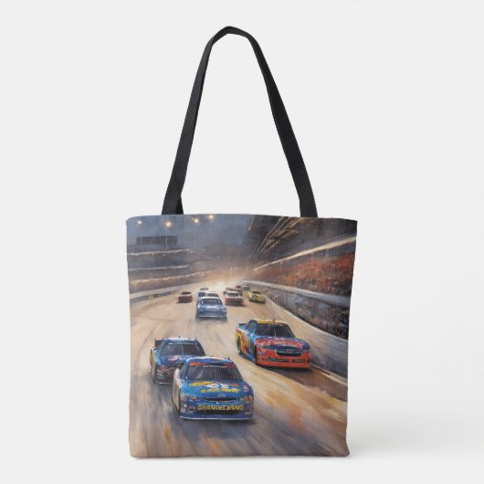 Hoge snelheid kleurrijke Twilight Racing Scene Tote Bag (Achterkant)
