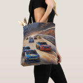 Hoge snelheid kleurrijke Twilight Racing Scene Tote Bag (Dichtbij)