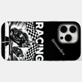 Hoge snelheid racen met geruite vlaggen in actie Case-Mate iPhone case (Achterkant (horizontaal))