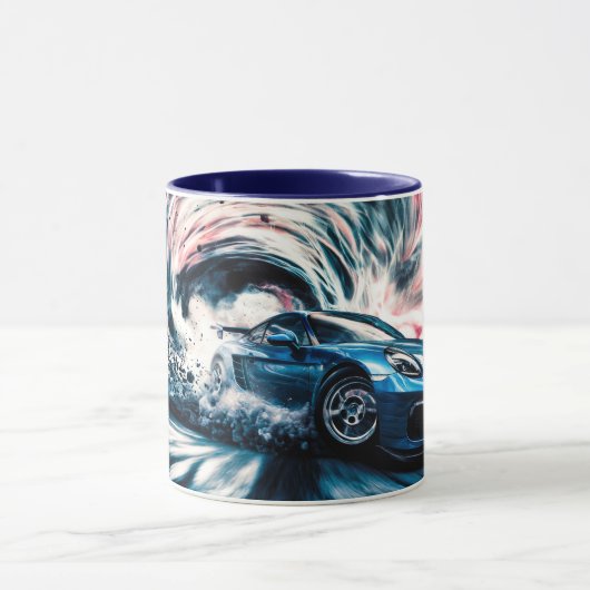 Hoge snelheid sportwagen driften hard mok (Midden)