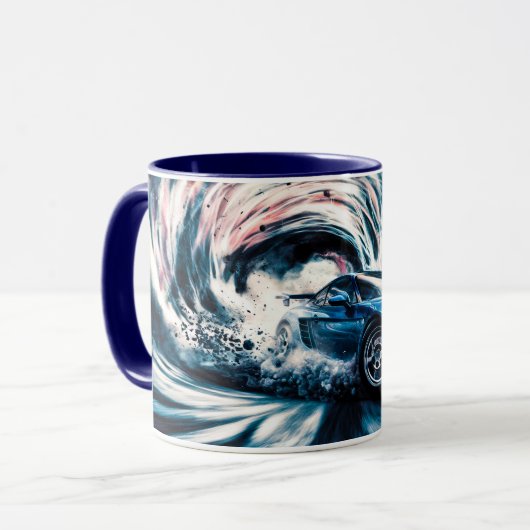 Hoge snelheid sportwagen driften hard mok (Voorkant links)