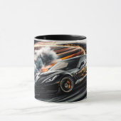 Hoge snelheid zwarte sportwagen driften mok (Midden)