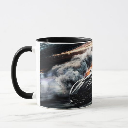 Hoge snelheid zwarte sportwagen driften mok (Links)