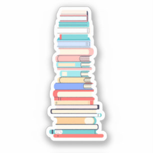 Hoge stapel boeken sticker