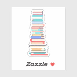 Hoge stapel boeken sticker