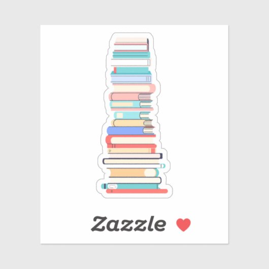 Hoge stapel boeken sticker (Vel)
