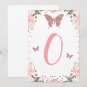 Hoge Stoel Roze Vlinder 1e Verjaardag Brief Kaart (Voorkant / Achterkant)