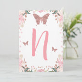 Hoge Stoel Roze Vlinder 1e Verjaardag Letter 2 Kaart (Staand voorkant)