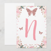 Hoge Stoel Roze Vlinder 1e Verjaardag Letter 2 Kaart (Voorkant / Achterkant)