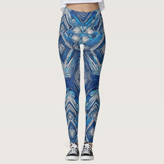 Hoge Taille Yoga Leggings met Uniek Patroon (Voorkant)