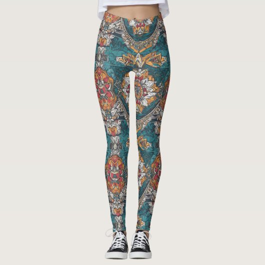 Hoge Taille Yoga Leggings met Uniek Patroon (Voorkant)