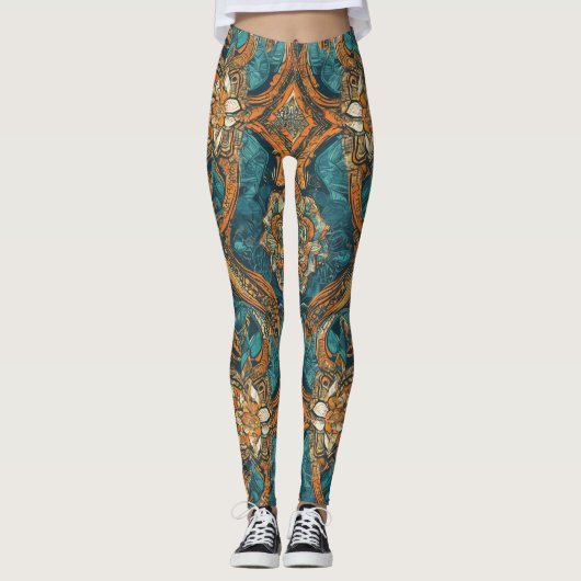Hoge Taille Yoga Leggings met Uniek Patroon (Voorkant)