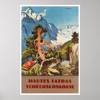 Hoge Tatra Kunst Tsjechoslowakije Ski Poster Slowa