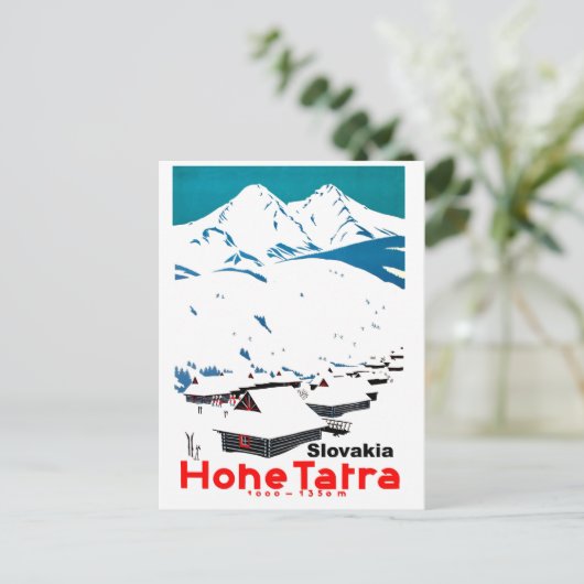 Hoge Tatras, Logkool in sneeuw,  Briefkaart (Staand voorkant)