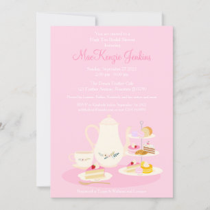 Hoge Tea party Bridal Shower uitnodigroze kleur