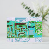 Hoge-tech geek bruiloft RSVP kaart (Staand voorkant)