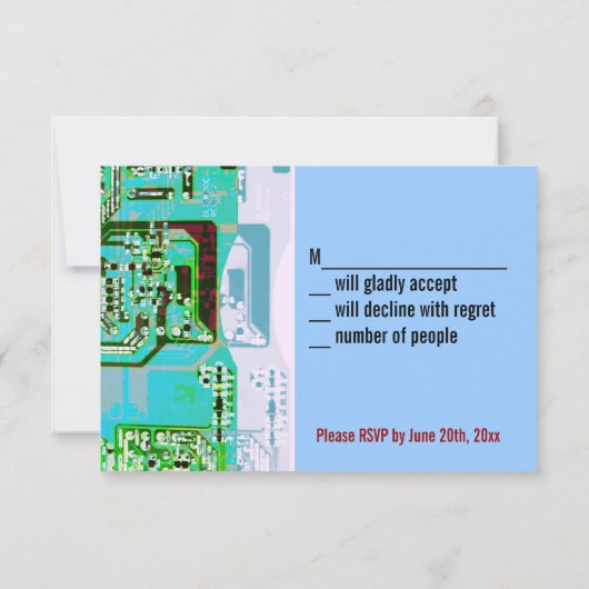 Hoge-tech geek bruiloft RSVP kaart (Achterkant)