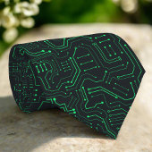 Hoge Tech Technologie Geometrische Zwarte Groene C Stropdas