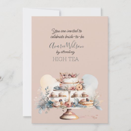 Hoge Thee Bruids Douche uitnodiging (Voorkant)