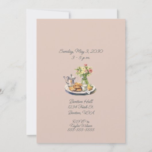 Hoge Thee Bruids Douche uitnodiging (Achterkant)