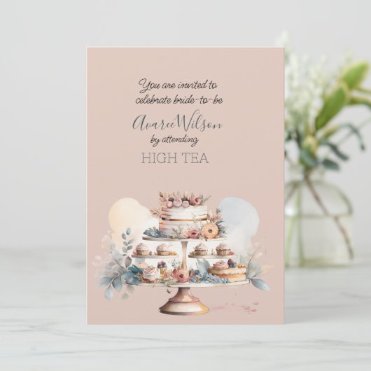 Hoge Thee Bruids Douche uitnodiging (Staand voorkant)