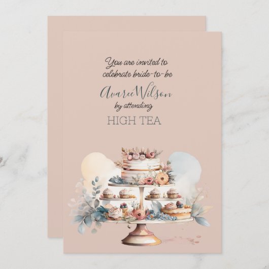 Hoge Thee Bruids Douche uitnodiging (Voorkant / Achterkant)