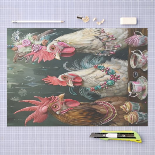 Hoge Thee Kippen Pluimvee Decoupage Tissuepapier (Craft)