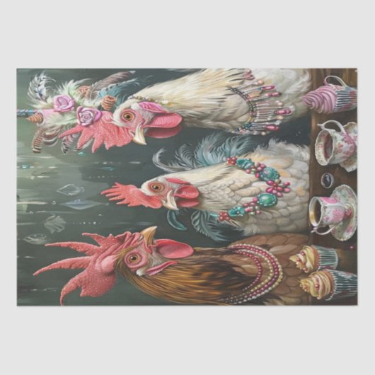 Hoge Thee Kippen Pluimvee Decoupage Tissuepapier (Voorkant)