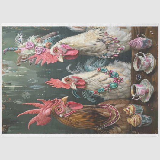 Hoge Thee Kippen Pluimvee Decoupage Tissuepapier (Voorkant)