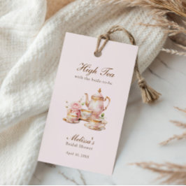 Hoge Thee Pastel Roze Gouden Bruidsdouche Cadeaulabel