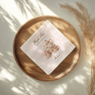 Hoge Thee Pastel Roze Gouden Bruiloftsborrel Servet