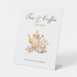 Hoge Thee Pastelkleurige Bruiloftstheeceremonie Th Reclamebord Met Voetstuk