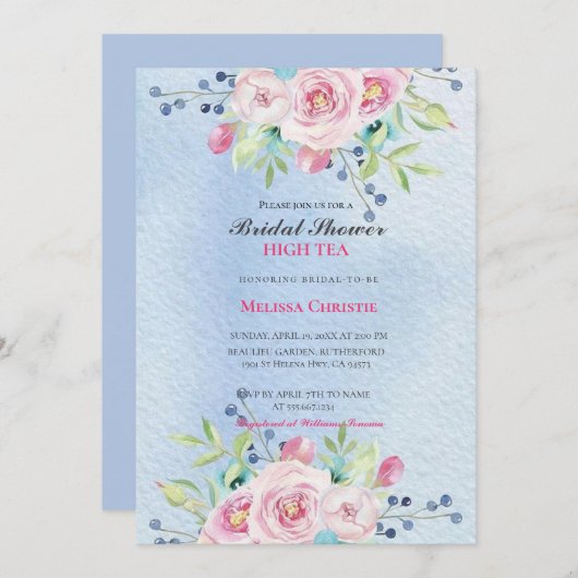 hoge theetuinfeest, prachtige zachte pastelkleuren kaart (Voorkant / Achterkant)